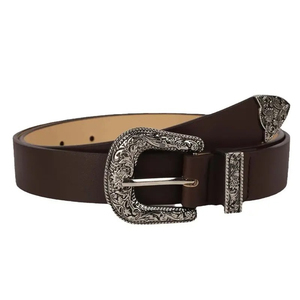 Cinturón de Cuero Occidental con Flores Talladas a Mano para Hombre, Cuero Genuino de Alta Calidad, Estilo Casual - Product Image 5