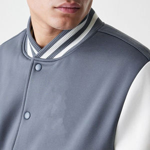 แจ็กเก็ตผ้าวูลแบบเต็มตัวสำหรับผู้ชายแจ็กเก็ตเบสบอลผ้าวูลย้อมสีล้วนสำหรับผู้ชายสินค้ามาแรง - Product Image 4