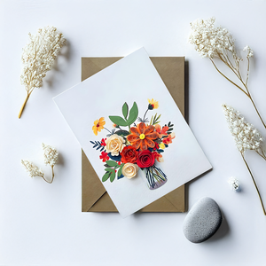 การ์ดอวยพรกระดาษแบบเวียดนามทำด้วยมือพร้อม3D ลายนูนลายดอกไม้สำหรับเป็นของขวัญ - Product Image 3