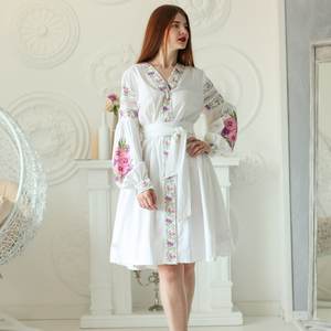 Robe en lin Vyshyvanka, robe folklorique ukrainienne brodée Netin, PJ 0015, tenue pour femmes faite à la main - Product Image 4