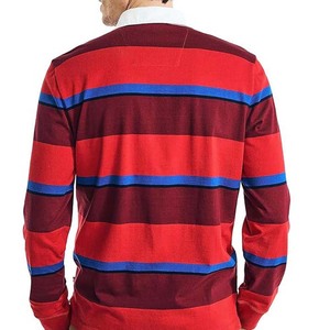 Rugby de los hombres de la mejor calidad para Polos Jersey transpirable de manga larga con cuello de rayas blancas Patrón de estampado de colores negros y grises - Product Image 4