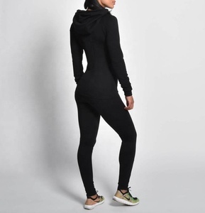 Chaqueta de algodón especial Supplex tejido liso negro venta al por mayor para mujer deportes para correr yoga - Product Image 2