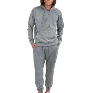 Pantalon de jogging à capuche écologique et lavable à l'acide Pantalon de survêtement évasé pour hommes de grande taille Ensemble de survêtement d'hiver délavé au soleil - Product Image 1