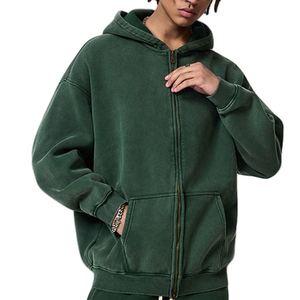 Vente flash : sweat à capuche zippé pour homme, effet délavé, 2 pièces, 100% coton, coupe ample, couleurs et tailles personnalisables - Product Image 5