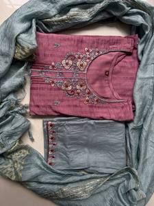 Nuevo diseñador rayón bordado ropa de fiesta de trabajo Dupatta conjunto Salwar Kameez Kurti pantalón ecológico venta al por mayor Ropa Étnica Natural - Product Image 4