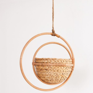 Jardinière suspendue en rotin et jacinthe d'eau, nouveau design écologique, pots de plantes suspendus en fibre naturelle pour balcon, décoration de la maison - Product Image 1