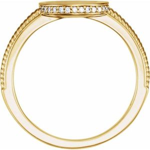 Stuller 14KY Diamond Round Signet <b>Ring</b> 123065:601P Elegant Jewelry <b>for</b> <b>Men</b> and Women - Product Image 2