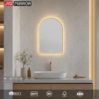 Miroir de salle de bain lumineux à commande tactile anti-buée, éclairage frontal, personnalisable, vente en gros, fournisseur d'usine