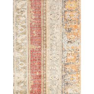 Tapis en laine noués à la main Erbe Ivory 9x12, motif abstrait rayé, patchwork rectangulaire Tabriz pour la maison, le salon et le couloir - Product Image 1