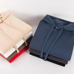 Invierno otoño sudaderas con capucha de felpa personalidad logotipo personalizado hombres y mujeres Color sólido grueso sudaderas sueltas Unisex Casual Pullover - Product Image 2