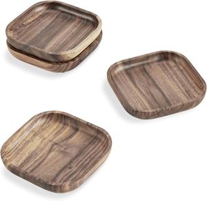 Wooden <b>Coasters</b> for <b>Drinks</b> - Natural Acacia Wood <b>Drink</b> <b>Coaster</b> Set for Drinking Glasses, Tabletop Protection for Any Table - Product Image 1