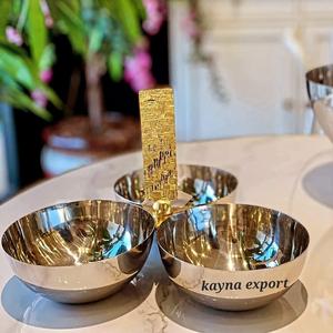 Regalo corporativo Acero inoxidable pulido 3 secciones Snacks Serving Bowl Party Nuevo diseñador Colección de lujo moderna - Product Image 1