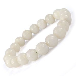 Pulsera de Cristal de Ágata Blanca, Piedra Preciosa Natural Curativa para la Claridad y la Paz - Product Image 1