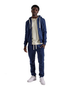 Pull à capuche en coton 100% épais pour hommes, sweat-shirt à fermeture éclair surdimensionnée, streetwear vintage délavé au soleil pour l'hiver - Product Image 2