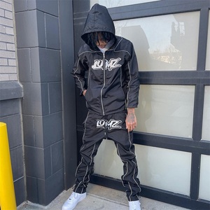 Custom Unisex Zip-up Wind Breaker <b>Jacket</b> Track <b>Suit</b> Jogger Set Shiny Nylon Windbreaker Tracksuits for Men and Kids for Winter - Product Image 1