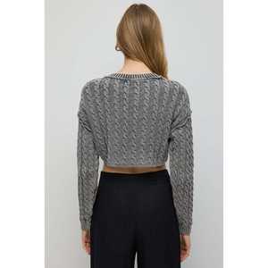 Pull court décontracté pour femme avec détails tricotés, 100 % coton respirant, tissage non tissé, taille XS pour la saison automne/hiver - Product Image 6