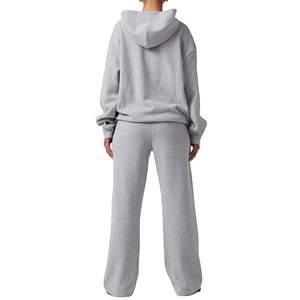 2025 pas cher prix femmes coton survêtement surdimensionné pull à capuche avec hauts longs motif solide plaine Jogging costume pour l'hiver - Product Image 6