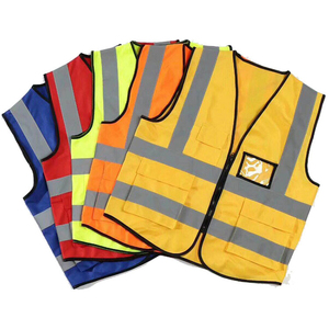High Visibility Cheap Safety Vest Reflector Jacket Reflective Vest Custom logo with Pockets 120g and <b>One</b> Size Fits <b>All</b> - Product Image 3