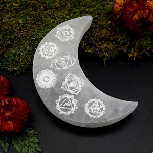 Posavasos de Chakra con placa de carga grabada de selenita de alta calidad al por mayor para curar meditación adivinación - Product Image 1