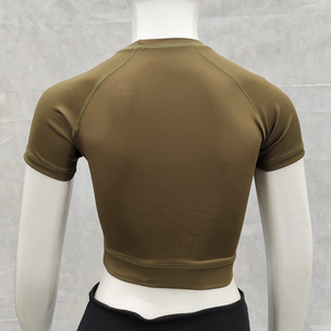 เสื้อครอปสำหรับเล่นโยคะฤดูร้อนของผู้หญิงเสื้อครอปแห้งเร็วผ้าสแปนเด็กซ์/ โพลีเอสเตอร์เสื้อครอปแขนสั้น - Product Image 3