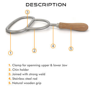 Instrument vétérinaire Schulze, écarteur buccal/cale en acier chromé avec manche en bois - Product Image 5