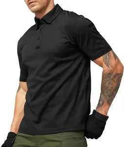 Venta caliente algodón bordado negocios lujo uniforme Color sólido solapa camiseta hombres manga corta Golf Polo camisa - Product Image 4