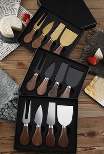 Meilleure vente 4 & 6 pièces manche en bois acier inoxydable couteaux à fromage trancheuse fourchette couteau à tartiner le fromage pour planche et couverts - Product Image 2