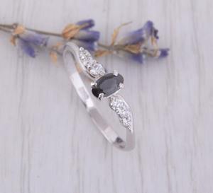 Anillo clásico de plata sólida 925, joyería para mujer, Plata de Ley 925, piedras preciosas de ónix negro, estilo bohemio, anillo hecho a mano, regalo para mamá - Product Image 3