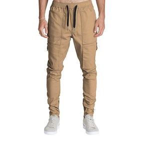 Nouveaux pantalons pour hommes de très haute qualité en coton avec poche latérale zippée, joggers épais avec cordon de serrage et détail de manchette, vente en gros - Product Image 6