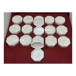 Última Producción de Cajas de Almacenamiento de Joyería de Mármol Blanco con Incrustaciones de Nácar en Forma Octagonal a los Mejores Precios Más Bajos - Product Image 1