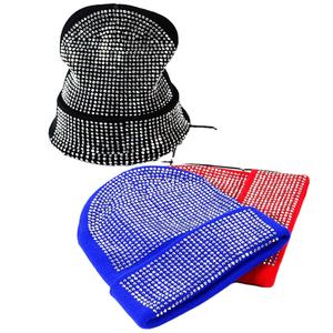 Customized Diamond Rhinestone Knitted Women Soft Winter <b>Beanie</b> Casual <b>Streetwear</b> 100% Wool <b>Beanie</b> Rhinestone Cap Ladies - Product Image 1