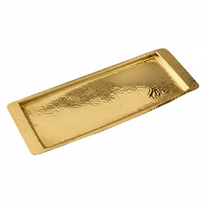 Plateau de service rectangulaire moderne en acier inoxydable poli de haute qualité avec poignées, personnalisable, pour mariage et décoration intérieure - Product Image 6