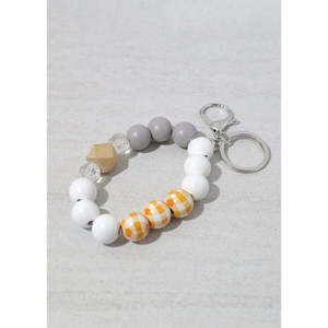 A3shop สร้อยข้อมือพวงกุญแจหนังและลูกปัดคริสตัลพร้อมคาราบิเนอร์ลายสก๊อต-สไตล์ไม้ - Product Image 2