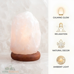 Lampe en sel de roche himalayen blanc naturel faite à la main, élégante lampe de table en cristal pour la maison et le spa, 100% pure - Product Image 2