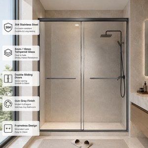 Porte de douche coulissante en verre trempé moderne, facile à nettoyer, gain de place, durable, pour salle de bain, hôtel et villa - Product Image 1