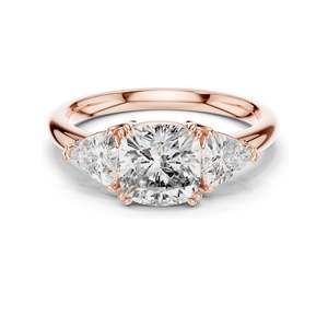 2.39 CT Cushion Cut Lab Diamond Engagement <b>Ring</b> Trillion Side Stones VVSVS EF CVD Diamonds 18K, 14K, 10K Gold & 925 - Product Image 3