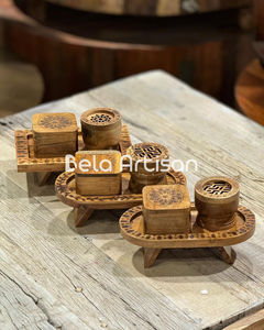 Bela Artisan Plateaux en bois de manguier et ensemble de boîtes Mabkhara Porte-diffuseur d'encens et d'aromathérapie pour les promotions d'affaires de la Saint-Valentin - Product Image 4