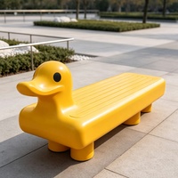 Banc d'extérieur en forme de canard de dessin animé pour parc d'attractions, centre commercial, zoo, place, zone enfant, projet de décoration paysagère commerciale