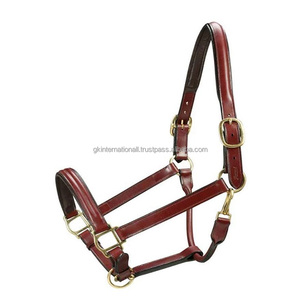 Halter de cheval en cuir entièrement réglable à double couture robuste en cuir véritable brun noir ou beige toutes les tailles disponibles - Product Image 2