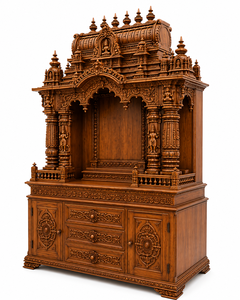 Traditional South Indian Teak Wood Pooja <b>Temple</b> Living Room Home Furniture Tamilian Style Handcarved <b>Wooden</b> Modern Design - Product Image 3