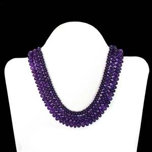 Collar de Cuentas Vintage Religioso de Turquesa, Granate y Amatista con Cadenas de Jade Bañadas en Oro para Fiesta o Regalo, Estilo de Moda - Product Image 1