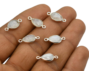 14X8mm(1ห่วง) 17X8mm(2ห่วง) ขั้วต่อพลอยมูนสโตนทอง18K & เงินสเตอร์ลิงประดับอัญมณี C128-131เสน่ห์ - Product Image 2