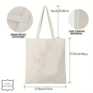 Grand sac fourre-tout en toile de coton personnalisé écologique pour femmes sacs à bandoulière avec poche et logo imprimé pour le shopping - Product Image 6
