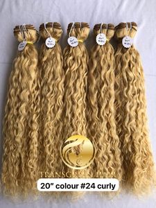 Top mejor calidad 20 "#24 Color Natural rizado paquete al por mayor crudo templo indio directo de la India máquina doble trama cabello humano - Product Image 5