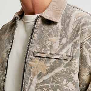 Wholesale Custom Streetwear Camoflouge Tracksuit <b>Men</b> Carpenter Cargo Pants and Zipper Reals Tree <b>Camo</b> <b>Jacket</b> Set - Product Image 4