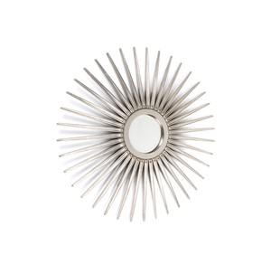 Miroir mural en forme de soleil décoratif pour la maison 3D miroir mural rond argenté de luxe moderne pour salon - Product Image 1