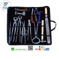 Kit d'outils de ferrage pour chevaux Fida, 14 pièces, kit d'entretien équin, kit de coupe-ongles pour sabots, couteau, sac, qualité supérieure en acier inoxydable