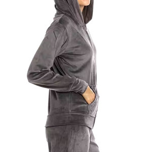 Nouvelle mode d'hiver pour femmes la plus vendue survêtement à capuche en velours grande taille solide et respirant 100% coton - Product Image 4