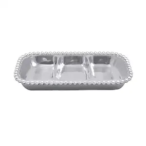 Nueva bandeja de servicio de aluminio personalizada hecha a mano en acabado de níquel brillante para bodas Ramadán interior Hogar y Hotel servicio - Product Image 4