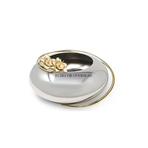 Most Selling High Demanding Heavy Duty Metal <b>Silver</b> Color Shiny Mirror Polished With Gold Plated Unique Designer Serving Bowls - Product Image 4